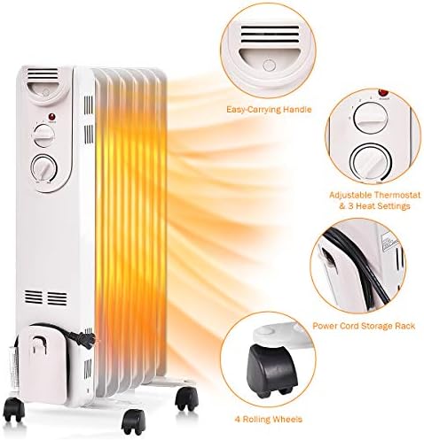 ARLIME 1500W Oil Filled Radiator Heater with Thermostat 1