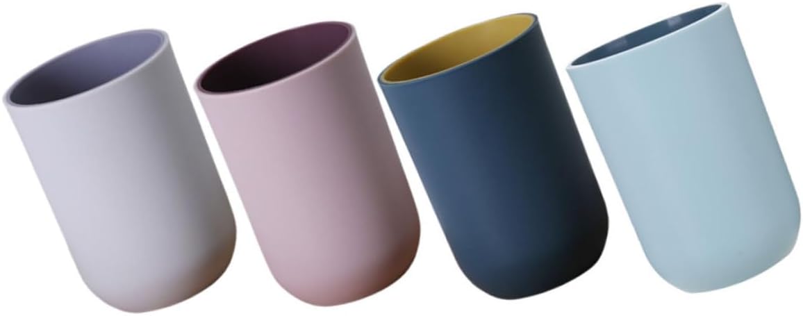 4pcs Couples Toothbrush Holder Bathroom Cups Plastic Tumbler Holder for Washstand
