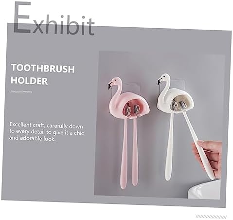 Amosfun 2Pcs Wall Mounted Adhesive Toothbrush Holder Space Saving Organizer