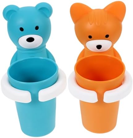 PRETYZOOM 2 Sets Cartoon Toothbrush Holder Cup Rack