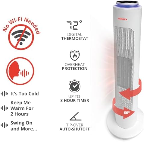 Aiwa Smart Space Heater with Voice Control and Safety Features 1