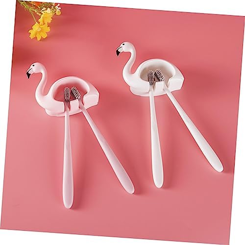 Amosfun 2Pcs Wall Mounted Adhesive Toothbrush Holder Space Saving Organizer
