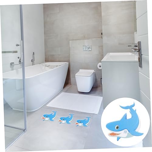 Amosfun 5pcs Non-Slip Bath Stickers Cartoon Shark Design