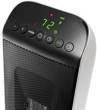 DeLonghi 1500W Ceramic Digital Tower Heater with Remote and ECO Function