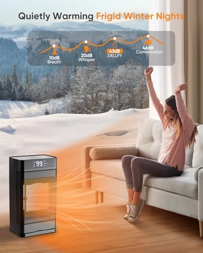 PGYIOO 1500W Ceramic Space Heater with 99F Heating and 13-Hour Timer