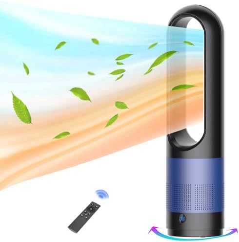 Voagupa Bladeless Heater Fan Combo 1400W 40W Remote Touch Control Blue Black