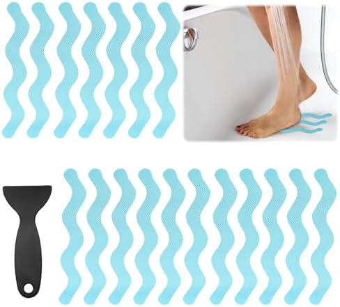 24PCS Non Slip Bathtub Stickers Blue Safety Anti Slip Peel Stick Decals