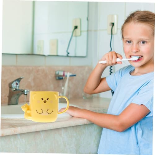 VOSAREA 2Pcs Cute Plastic Mouthwash Cup with Cartoon Design