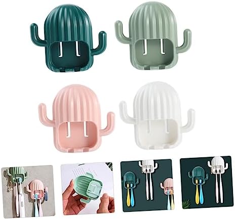 FONDOTIN 4Pcs Cactus Wall Mounted Toothbrush Holder