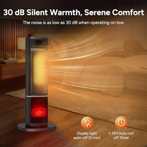 DRPREPARE 24 Electric Heater with 3D Flame and Remote Control