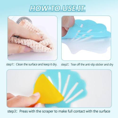 48Pcs Blue Bathtub Stickers Non-Slip Safety Decor