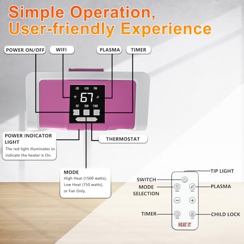 HEATIT Space Heater with Remote and Thermostat
