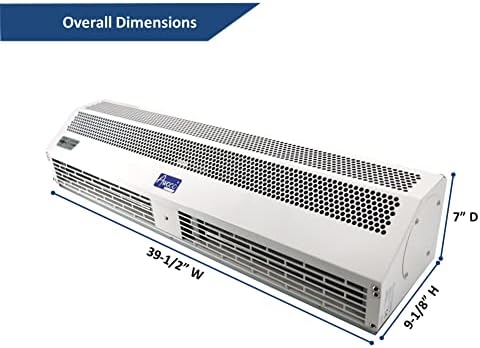 Awoco 40 Inch Heated Air Curtain with 2 Speeds and Remote Control