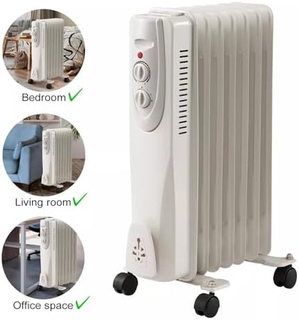 Portable Oil Filled Radiator Space Heater 1500W White 1
