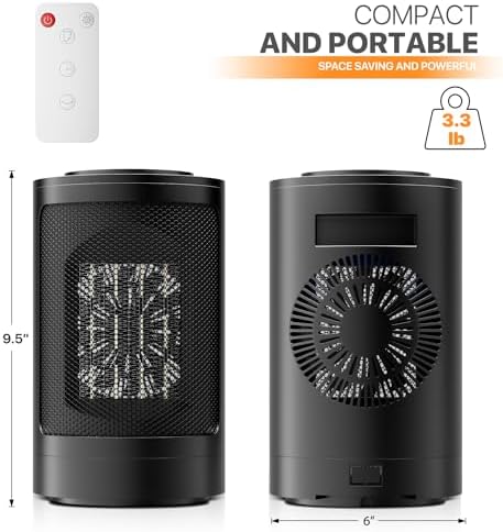 Magshion 1500W Electric Space Heater with Remote 1