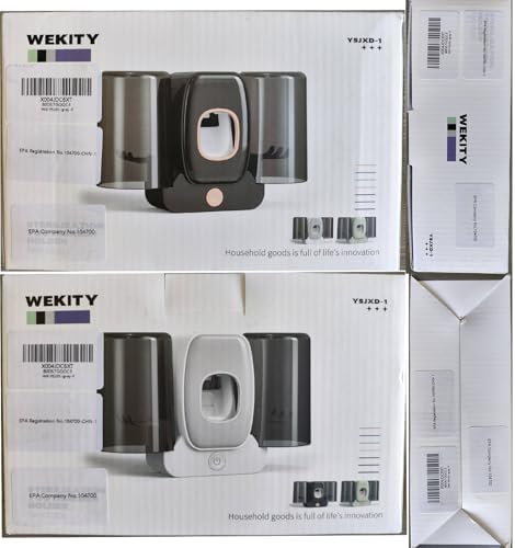 Wekity 4-Slot Electric Toothbrush Holder with Toothpaste Dispenser Grey