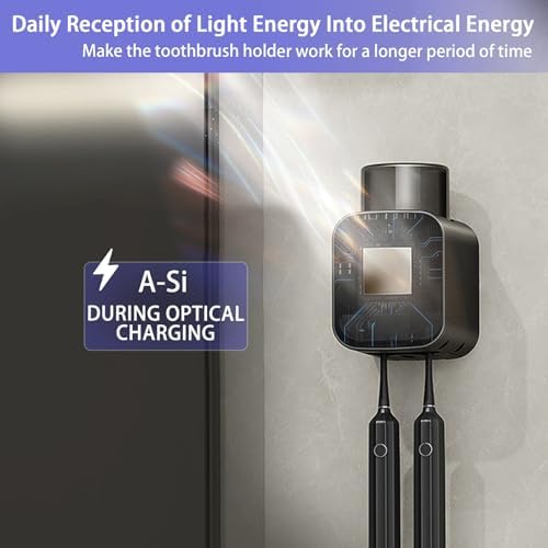 Wekity Wall Mounted Toothbrush Holder with Solar Charging