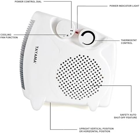 TAYAMA Portable Dual Fan Heater with 2 Heat Settings and Cool Fan