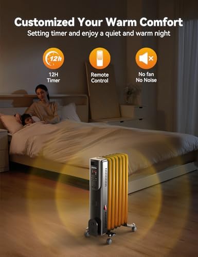 CCGIRU Oil Filled Radiator Heater with Remote Control 1500W