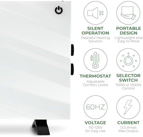 EconoHome Convection Heater - 750W 1500W Quiet Clean