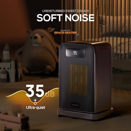 MORENTO 1500W Electric Desk Heater with Fan Mode Thermostat and Grey Finish