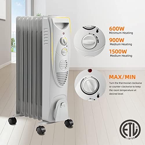 RWFLAME Oil Filled Radiator Heater 27 Grey