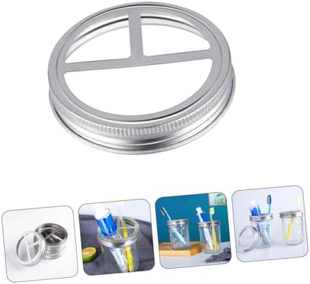 Ciieeo 5Pcs Stainless Steel Toothbrush Holder Jar Lids 1