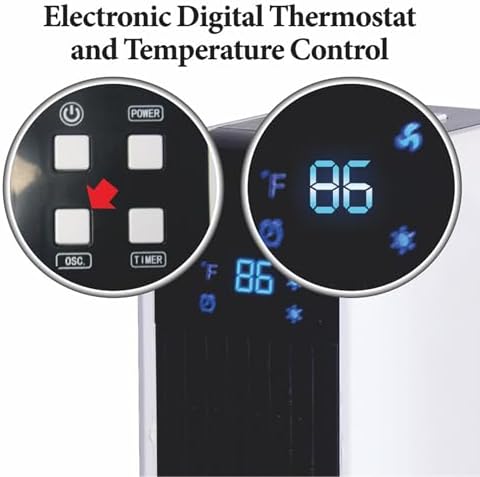 Optimus H-7319 17 Inch Oscillating Tower Heater with Remote