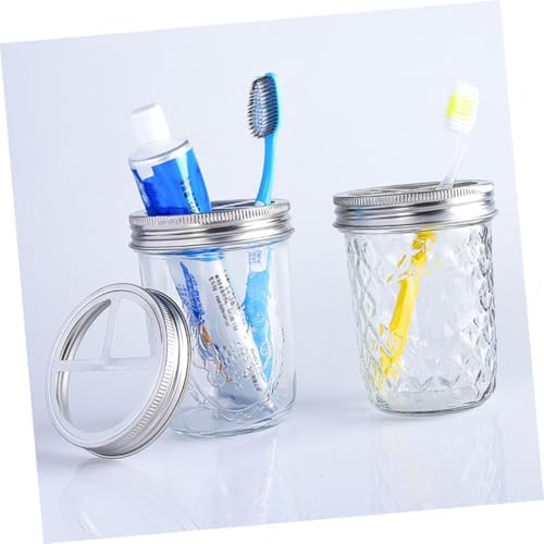 Ciieeo 5Pcs Stainless Steel Toothbrush Holder Jar Lids 1