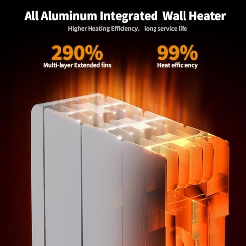 Fierscial 800W Electric Wall Heater Fan-Less Quiet Convection Heating