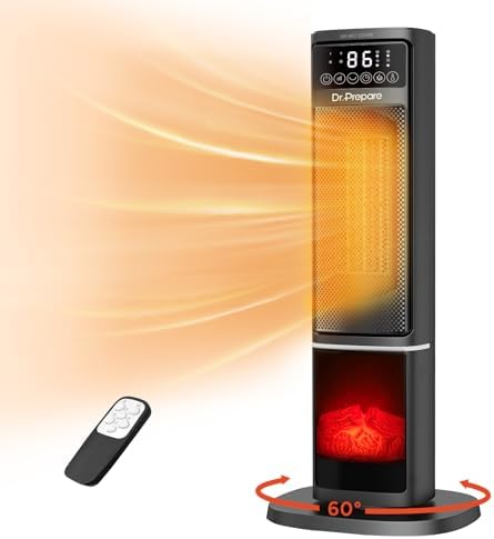 DRPREPARE 24 Electric Heater with 3D Flame and Remote Control
