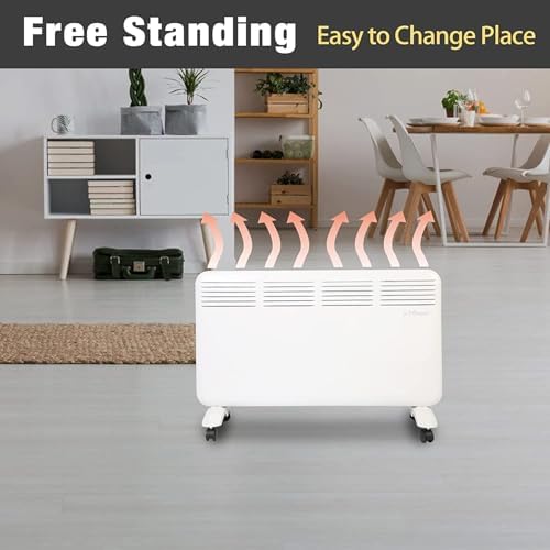 E-Macht Electric Space Heater - 1500W Convection Panel with Adjustable Thermostat
