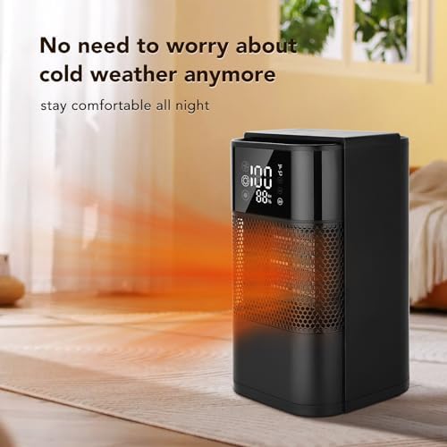 HYFZJMKQ Space Heater - 1000W PTC Quick Heat with Timer 60 Rotation