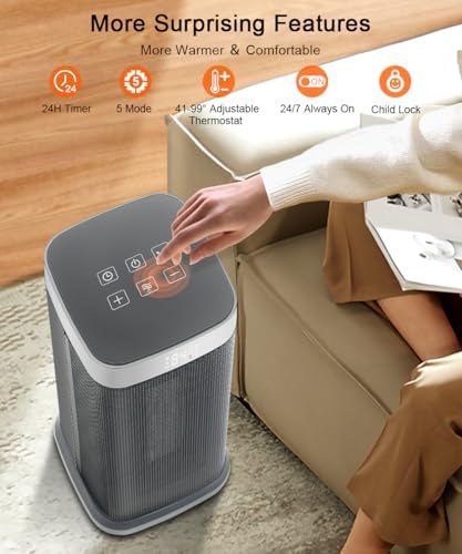 Sunnote 1500W Electric Space Heater with 80 Oscillating and 5 Modes