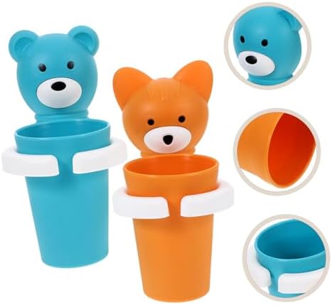 PRETYZOOM 2 Sets Cartoon Toothbrush Holder Cup Rack