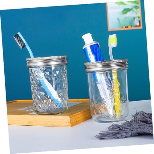 5 Pcs Metal Jar Lid for Toothbrush and Toothpaste Storage