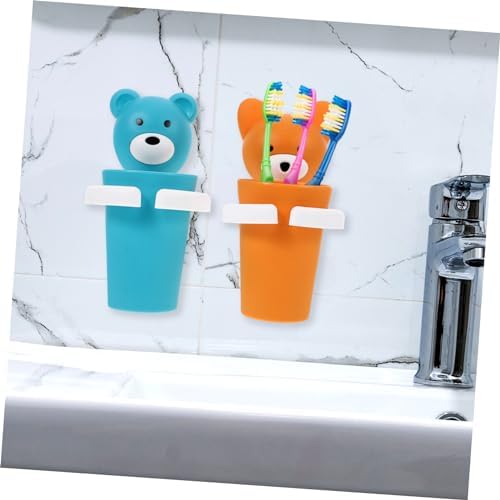 PRETYZOOM 2 Sets Cartoon Toothbrush Holder Cup Rack