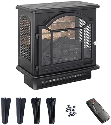 Electric Fireplace Infrared Heater With Remote 18 Black