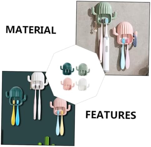 4Pcs Cactus Toothbrush Holder Wall Mounted Organizer 1