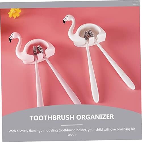 Amosfun 2Pcs Wall Mounted Adhesive Toothbrush Holder Space Saving Organizer