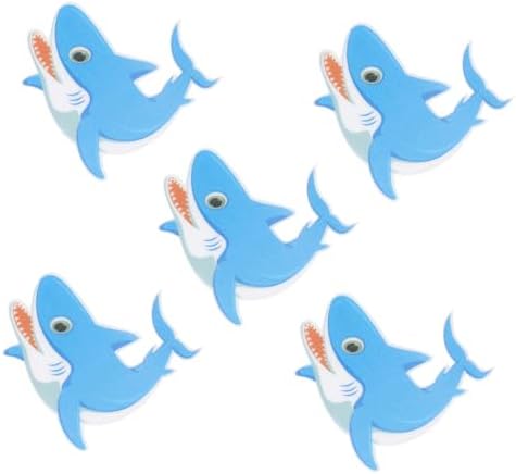 Amosfun 5pcs Non-Slip Bath Stickers Cartoon Shark Design