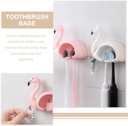 LIFKOME Flamingo Wall Mounted Toothbrush Holder 2pcs