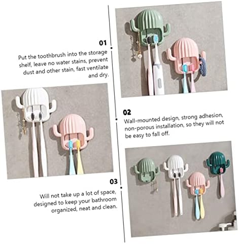 4Pcs Cactus Toothbrush Holder Wall Mounted Organizer 1