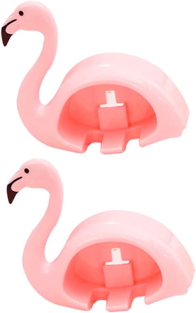 Cute Pink Flamingo Toothbrush Holder Suction Cup Wall Mount