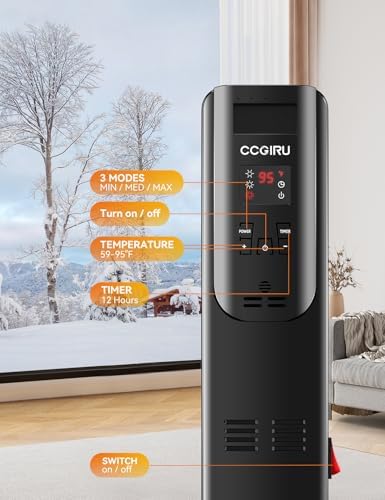 CCGIRU Oil Filled Radiator Heater with Remote Control 1500W