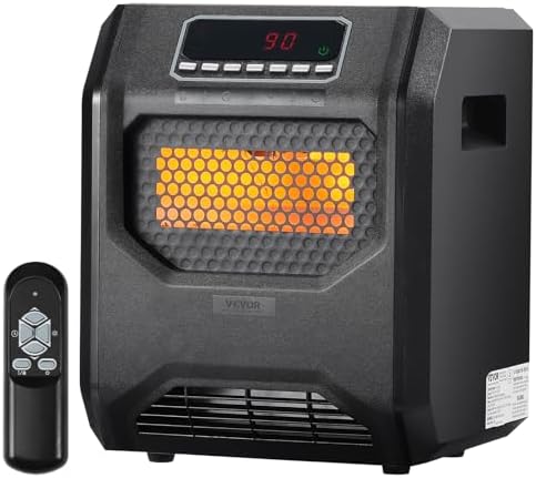 VEVOR Infrared Heater 1500W Remote Control with 3 Speeds and Timer