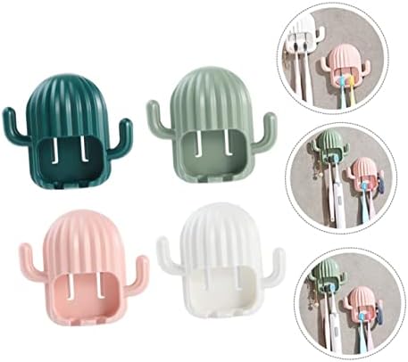 FONDOTIN 4Pcs Cactus Wall Mounted Toothbrush Holder