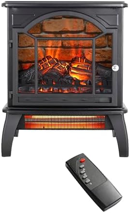 Electric Fireplace Infrared Heater With Remote 18 Black