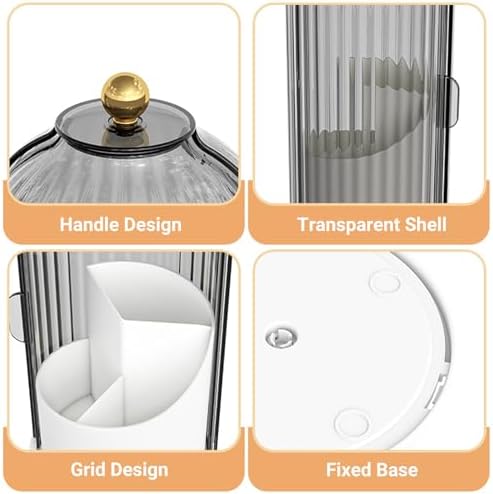 Concealed Toothbrush Holder with 360 Rotating Lid for Bathroom Counter