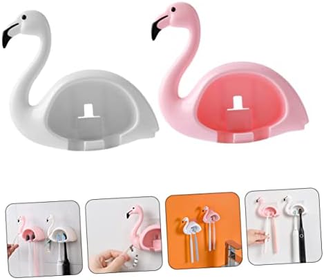 2Pcs Flamingo Wall Mounted Toothbrush Holder for Bathroom 1